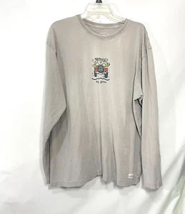 Life Is Good T Shirt Mens 2XL Beige Grey Dog Gone Graphic Tee Outdoors Skiing - Picture 1 of 7