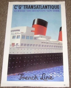Broadside French Line Cie Gle Transatlantique Le Havre–NY Ocean Liner Travel Ad - Picture 1 of 2