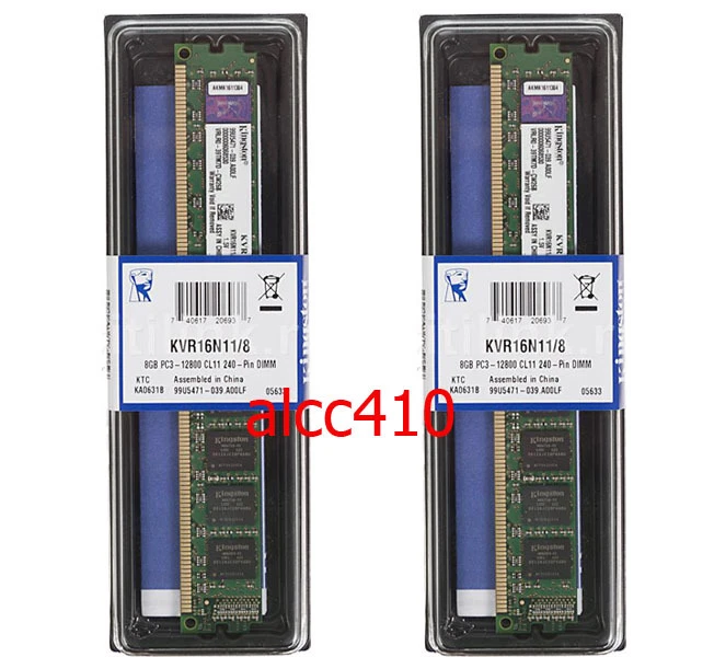Kingston DDR3 1600MHz 16GB (2x8GB) KVR16N11/8 PC3-12800 Desktop Memory 240pin - Image 1 of 1