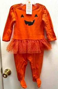 Halloween GIRLS Carter's 1 pc Pumpkin Outfit Costume w/ Feet + Tutu 9 Month NWT - Picture 1 of 4