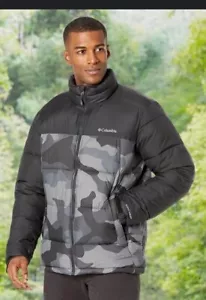 Men's Columbia Pike Lake II Puffer Jacket Black Gray Mod Camo Print Size Med NWT - Picture 1 of 11