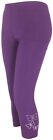 Ladies Plus Size 3/4 Soft Stretch Butterfly Embellished Diamante Crop Leggings