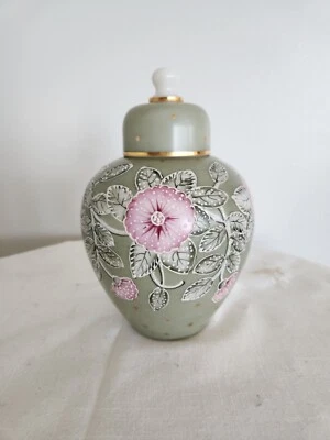 Consolidated Charleton Hand Painted Milk Glass Jar/vase Fenton Style - Image 1 of 4