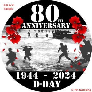 D-Day 80th anniversary Poppy Badge Remembrance Day Red Poppy Lest We Forget - Picture 1 of 7