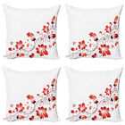 Ambesonne Flower Design Cushion Cover Set Of 4 For Couch And Bed In 4 Sizes
