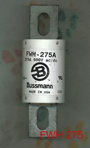 BUSSMAN FWH-275 SEMICONDUCTOR 275 AMP 500 VOLT FWH275 FUSE - Picture 1 of 3