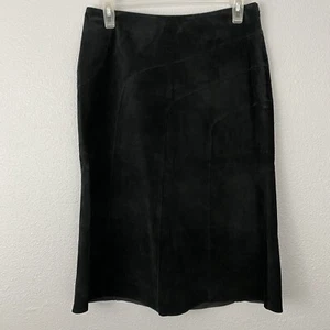 Alfani Black Lined Suede A Line Midi Skirt Size 4 - Picture 1 of 7
