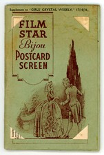 FILM STAR BIJOU POSTCARD SCREEN SET OF 8 CARDS (1936) GIRLS' CRYSTAL WEEKLY (UK)