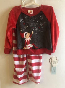 NWT Elf on the Shelf Girls Christmas 2 Piece Fleece Pajama Set Size XS 4 Red - Picture 1 of 4