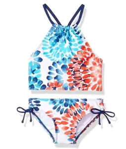 Kanu Surf Girls' Beach Halter Tankini 2-Piece Swimsuit, Daisy Red/White/Blue, 14 - Picture 1 of 2