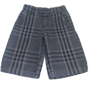 Boy's Size 7 Crazy 8 Gym Mark Gray Black Plaid Print Summer Shorts  - Picture 1 of 5