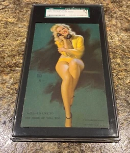 1940s Mutoscope “Well I'd Like To See More Of You, Too” Pin-up SGC Graded 84 7 - Picture 1 of 4