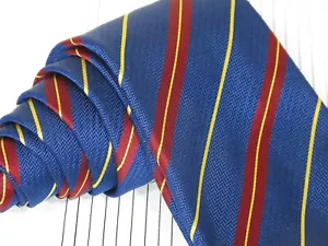 Loro Piana Luxury Silk Tie Blue Burgundy Gold Stripe Made in Italy 58 x 3 3/4 - Picture 1 of 3