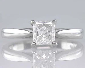 Diamond & Platinum Engagement Ring 1.01ct Certified D VS1 VG Princess Cut - Picture 1 of 1