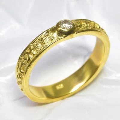Anillo EE. UU. Talla 7 Oro Vermeil Plata de Ley Genuino Natural 0.08ct Diamante 3.22g Foto 1 de 4