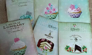 6 tarjetas grandes de pastelería francesa Shabby Chic estilo vintage - 7" x 5" - Imagen 1 de 8