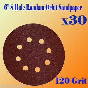 6" 8 Loch 120er Körnung Schleifpapier Scheibe Exzenter Haken und Schleife Handschleifer #120 - Bild 1 von 2