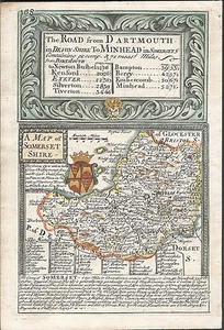 Antique map, Ogilby / Bowen, Somersetshire / Road from Chester to Cardiff (3) - Picture 1 of 2