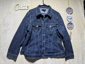 Ashley Stewart Womens Embellished Beaded Denim Jean Jacket 18W - Picture 1 of 12