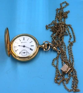 HAMPDEN 14K G/F HUNTER CASED POCKET WATCH WITH SLIDE - 7 J - MOLLY STARK - Bild 1 von 1