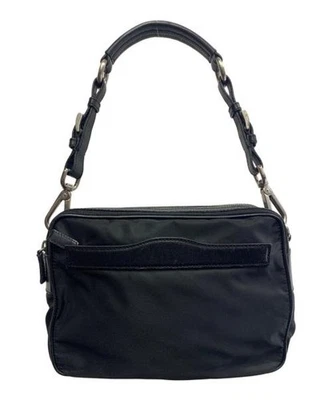 Bolso de Hombro PRADA Nylon Cuero Negro BR2158 Bolso Baguette Foto 1 de 4