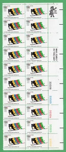 Scott #c85 Olympic Skiing Airmail Plate Block of 20 Stamps - MNH LR - Picture 1 of 1