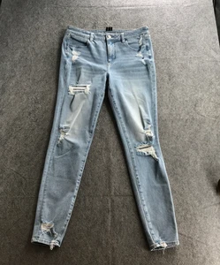 American Eagle The Dream Jean Size 14 X-Long High Rise Jegging Tatter Light Blue - Picture 1 of 17