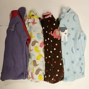 Lot of 4 Girl's Size 4T Footed Sleepers Pajamas Fleece Winter Warm Carter's - Picture 1 of 6