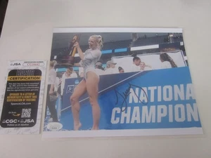 LSU TIGER LIVVY DUNNE SIGNED PHOTO 2024 NATIONAL CHAMPIONSHIP TROPHY JSA COA - Picture 1 of 5