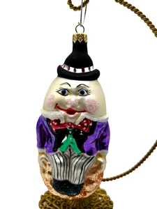 Vtg Humpty Dumpty Taron Collection Blown Glass Christmas Ornament Signed L. E. - Picture 1 of 8