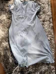 mujer BP. Vestido acanalado delantero con corbata para mujer azul cachemir escote en V talla M B6 precio de venta sugerido por el fabricante:35 - Imagen 1 de 4