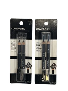 NEW CoverGirl Easy Breezy Brow Fill + Define Pencils 500 Black Noir 2 Twin Packs - Picture 1 of 4