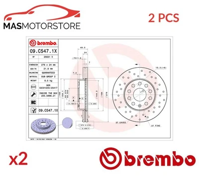 BREMSSCHEIBEN SATZ PAAR VORNE BREMBO 09C5471X 2PCS P FÜR AUDI A3,8VE,8VF,8VM - Image 1 of 4