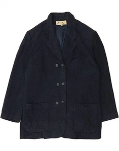 EDDIE BAUER Womens Double Breasted Coat UK 18 XL Navy Blue Wool WQ08 - Picture 1 of 4