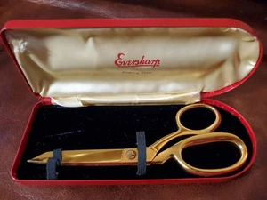 Vintage Gold color EverSharp Scissors Shears Acme Crafts Sewing w/Case VG cond - Picture 1 of 5