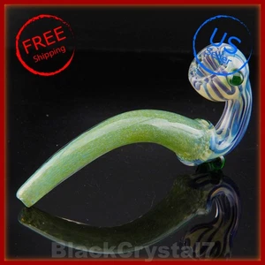 5" Handmade Color Changing Swirl Green Frit Tobacco Smoking Bowl Glass Pipes - Picture 1 of 4