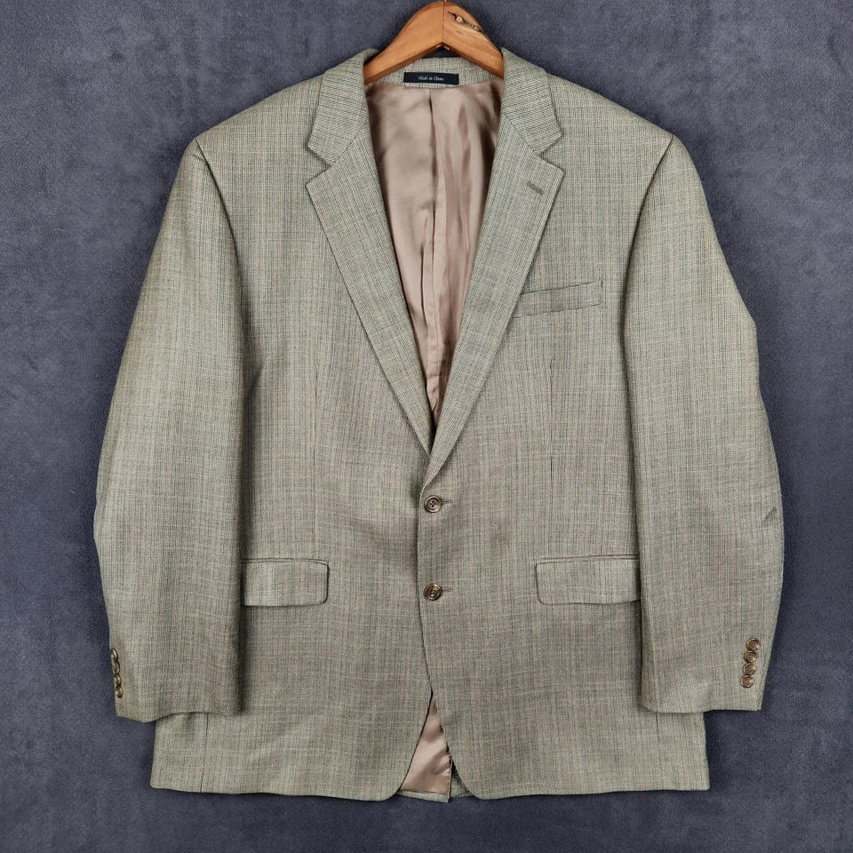 Blazer Chaps Para Hombres 46L Tostado Seda Lana Abrigo Deportivo Chaqueta a Cuadros Dos Botones Foto 1 de 4
