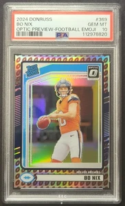 2024 PANINI DONRUSS 369 🏈🏈 BO NIX ANTEPRIMA OTTICA-CALCIO EMOJI GEM MT 10 - Foto 1 di 3