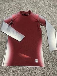 Nike Pro Combat Dri-Fit Hyperwarm Fitted Uomo Taglia Large Rosso Sbiadito Manica Lunga - Foto 1 di 11