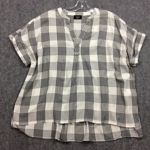 Vici Top Plaid Henley Lagenlook Size Large - Picture 1 of 11