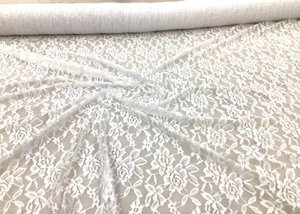 Bestickter Stretch Spitze Bekleidungsstoff transparent perlweiß geblümt PP55 - Bild 1 von 1