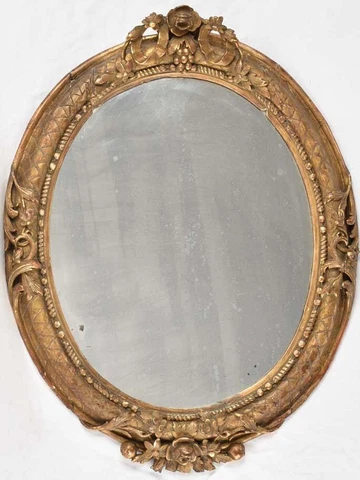 Louis XVI oval mirror w/ roses 29½" x 22¾" Cover