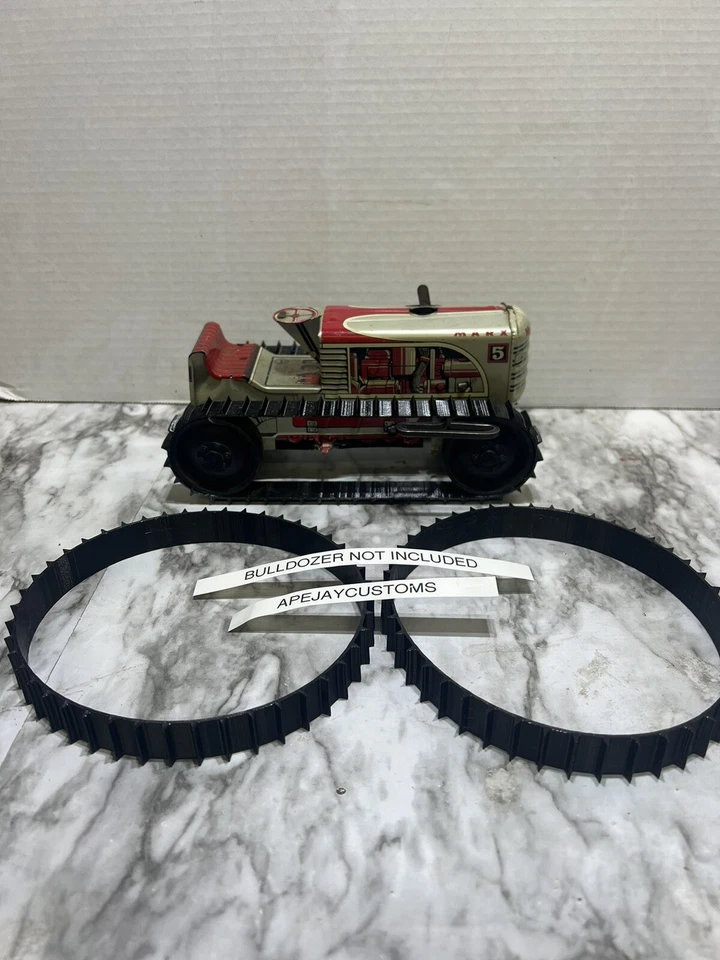 Vintage Marx Climbing Tractor Wind Up Tin Litho  toy No 5 Dozer (TRACKS ONLY) - Image 1 of 4