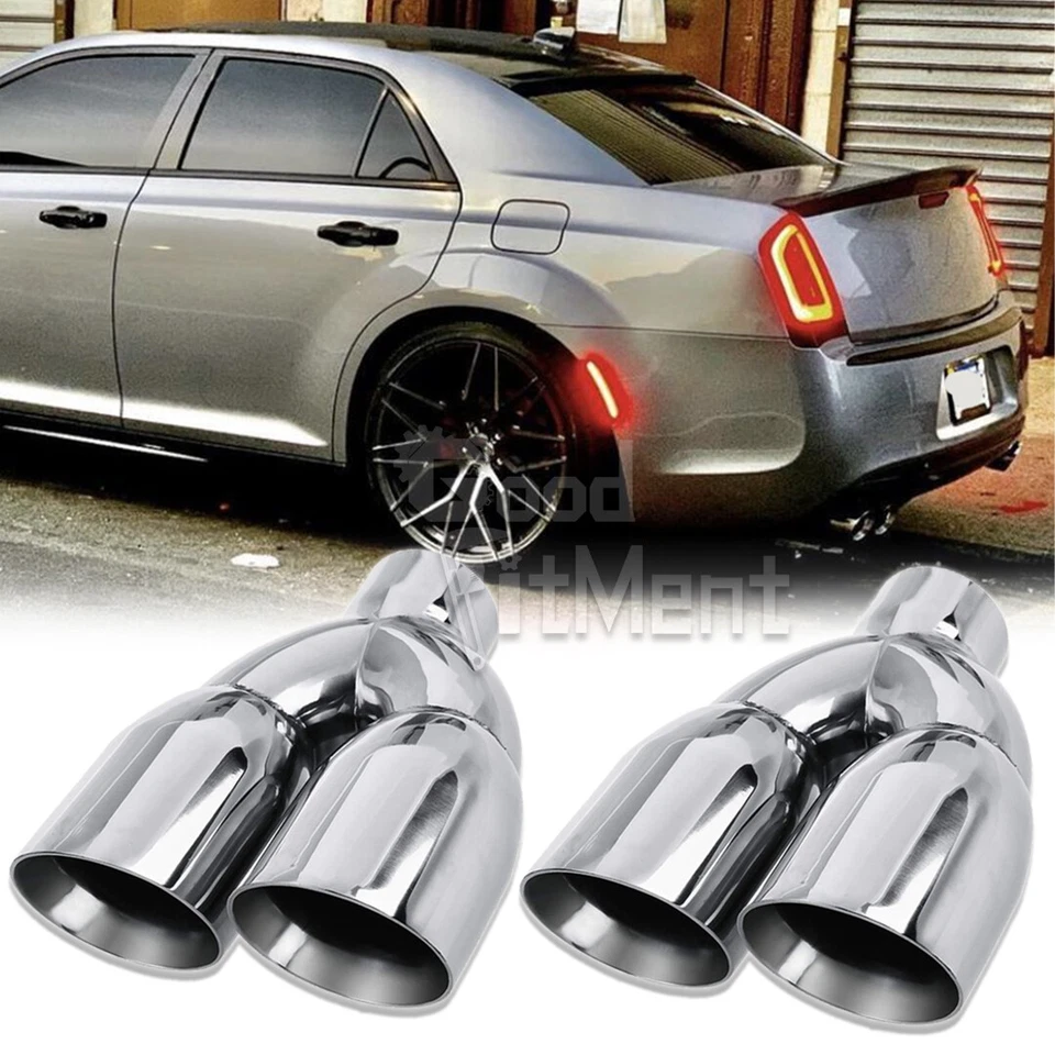 Para Chrysler 300 300M SRT8 Par 9.5" Doble Punta de Escape Tubo 2.5" Entrada 3.5" Salida Foto 1 de 4