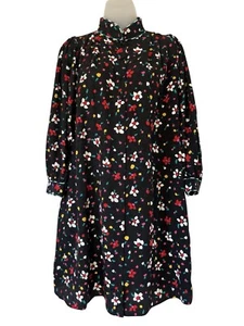 Marc Jacobs Painted Flower Silk Jacquard Shirt Dress Sz 4 Black Whimsigoth Boho - Picture 1 of 22