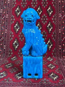 Old Chinese Turquoise Porcelain Foo / Fu Dog Lion …beautiful collection and disp - Picture 1 of 9