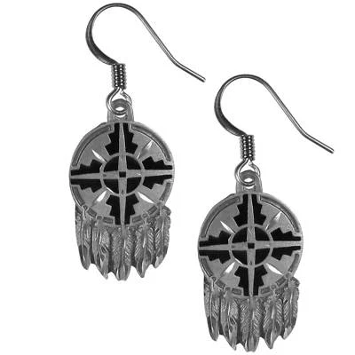 Dangle Earrings - Shield and Feathers - Image 1 of 3