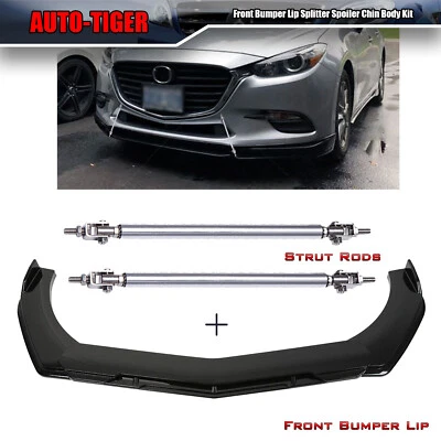 Glossy Black Front Bumper Splitter Spoiler Kit For Mazda 2 3 5 6 CX-5 CX-4 CX-3 — 第 1/4 张图片