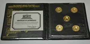 2003 24k Gold Plated First Commemorative Mint State Five Quarter Coin Collection - Picture 1 of 12