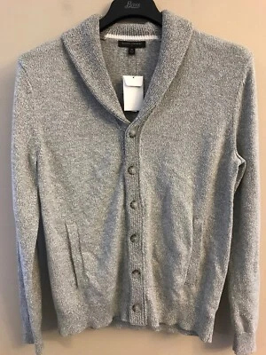 Cardigã suéter masculino Banana Republic novo com etiquetas tamanho M-L-XL cinza botão algodão - Imagem 1 de 4